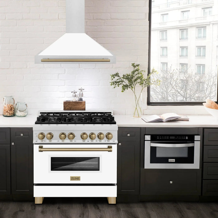 ZLINE 36" Autograph Stainless Wall Range Hood KB4SNZ - WM36 - G - Farmhouse Kitchen and Bath