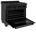 ZLINE 36" Black Stainless, Gas Burner/Electric Oven, Brass Burners, RAB - BR - 36 - Farmhouse Kitchen and Bath