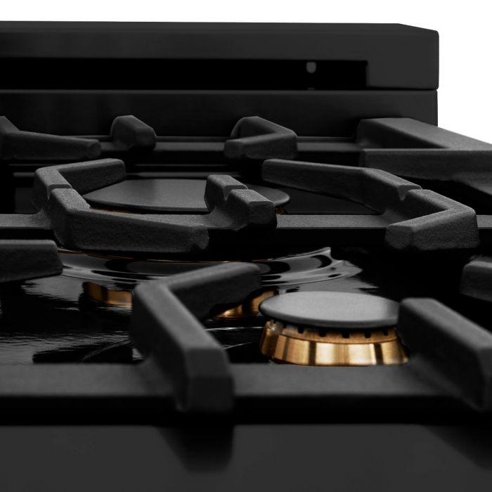 ZLINE 36" Black Stainless, Gas Burner/Electric Oven, Brass Burners, RAB - BR - 36 - Farmhouse Kitchen and Bath