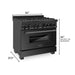 ZLINE 36" Black Stainless, Gas Burner/Electric Oven, Brass Burners, RAB - BR - 36 - Farmhouse Kitchen and Bath