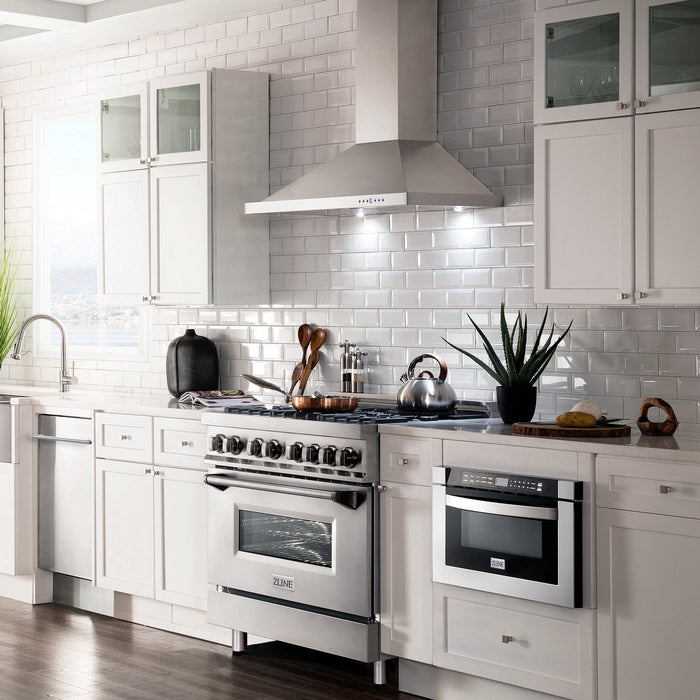 ZLINE 36" Bundle Range RA36 & Wall Range Hood KB - 36, 2KP - RARH36 - Farmhouse Kitchen and Bath