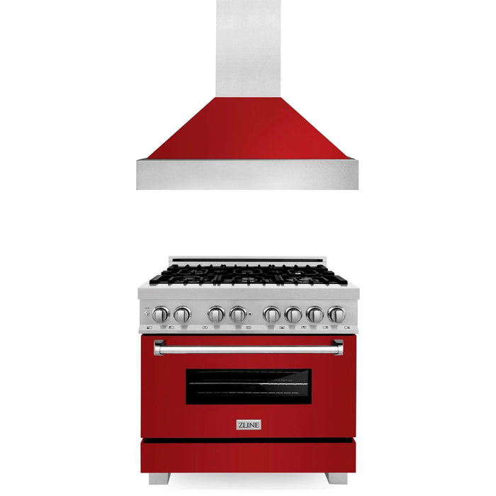 ZLINE 36" Bundle Range RAS - RG - 36 & Range Hood 8654RG - 36, 2KP - RASRGRH36 - Farmhouse Kitchen and Bath
