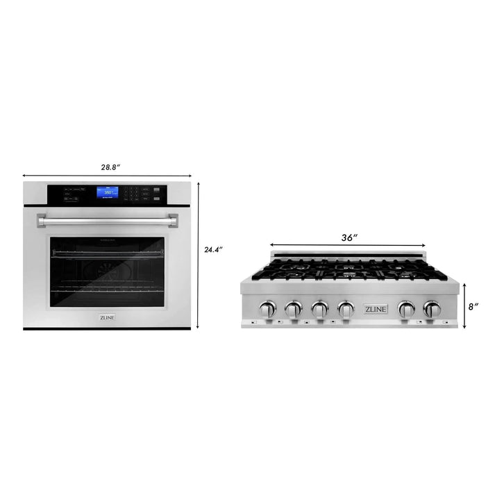 ZLINE 36" Bundle Range Top RT36 & Wall Oven AWS - 30, 2KP - RTAWS36 - Farmhouse Kitchen and Bath