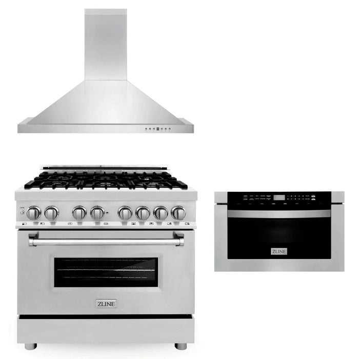 ZLINE 36" Bundled Stainless Dual Range, Range Hood, Microwave, 3KP - RARH36 - MW - Farmhouse Kitchen and Bath