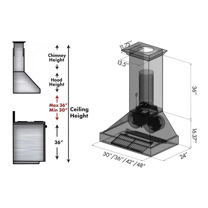 ZLINE 36" Copper Wall Range Hood, 8667C - 36 - Farmhouse Kitchen and Bath