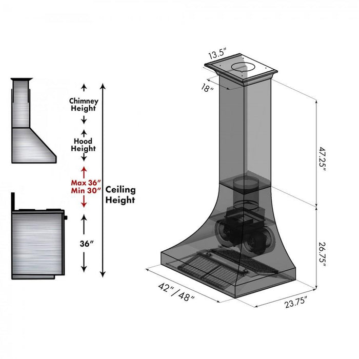 ZLINE 36" Designer Series Oil - Rubbed Bronze Wall Range Hood, 8632B - 36 - Farmhouse Kitchen and Bath