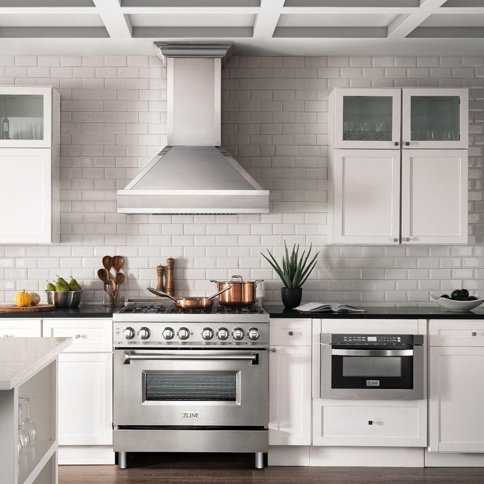 ZLINE 36" Gas Burner/Electric Oven Range, Brass Burners, RA - BR - 36 - Farmhouse Kitchen and Bath