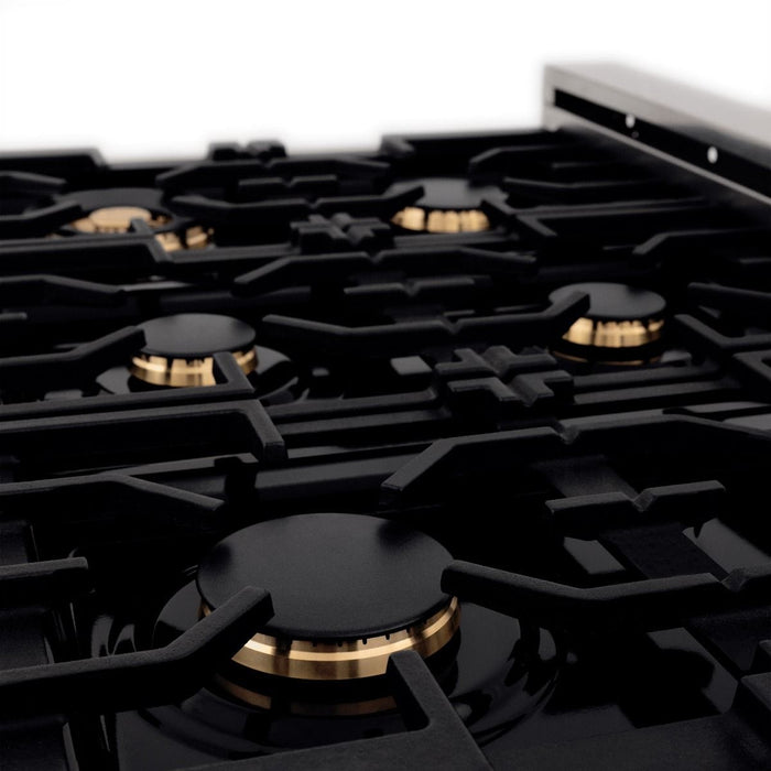ZLINE 36" Gas Burner/Electric Oven Range, Brass Burners, RA - BR - 36 - Farmhouse Kitchen and Bath