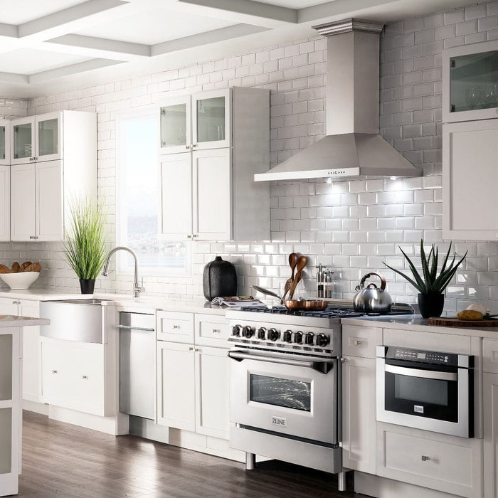 ZLINE 36" Gas Burner/Electric Oven Range, Brass Burners, RA - BR - 36 - Farmhouse Kitchen and Bath