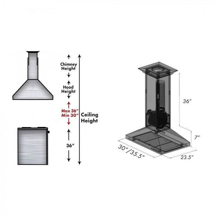 ZLINE 36" Hand Hammered Copper Island Range Hood, 8GL2Hi - 36 - Farmhouse Kitchen and Bath