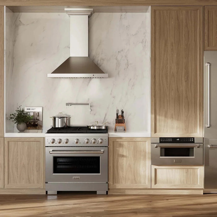 ZLINE 36 in. 5.2 cu. ft. 6 Burner Gas Range with Convection Gas Oven in Stainless Steel, SGR36 - Farmhouse Kitchen and Bath
