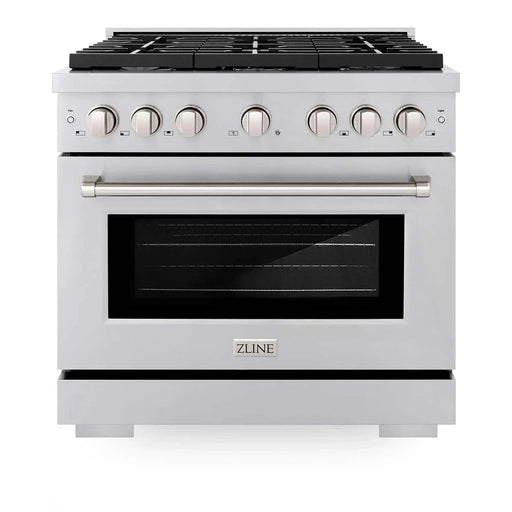 ZLINE 36 in. 5.2 cu. ft. 6 Burner Gas Range with Convection Gas Oven in Stainless Steel, SGR36 - Farmhouse Kitchen and Bath