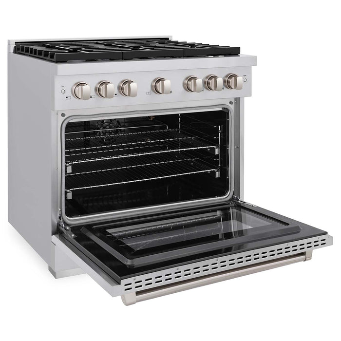 ZLINE 36 in. 5.2 cu. ft. 6 Burner Gas Range with Convection Gas Oven in Stainless Steel, SGR36 - Farmhouse Kitchen and Bath