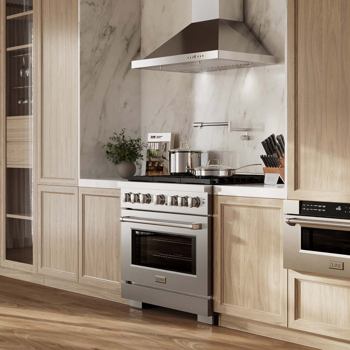 ZLINE 36 in. 5.2 cu. ft. 6 Burner Gas Range with Convection Gas Oven in Stainless Steel, SGR36 - Farmhouse Kitchen and Bath
