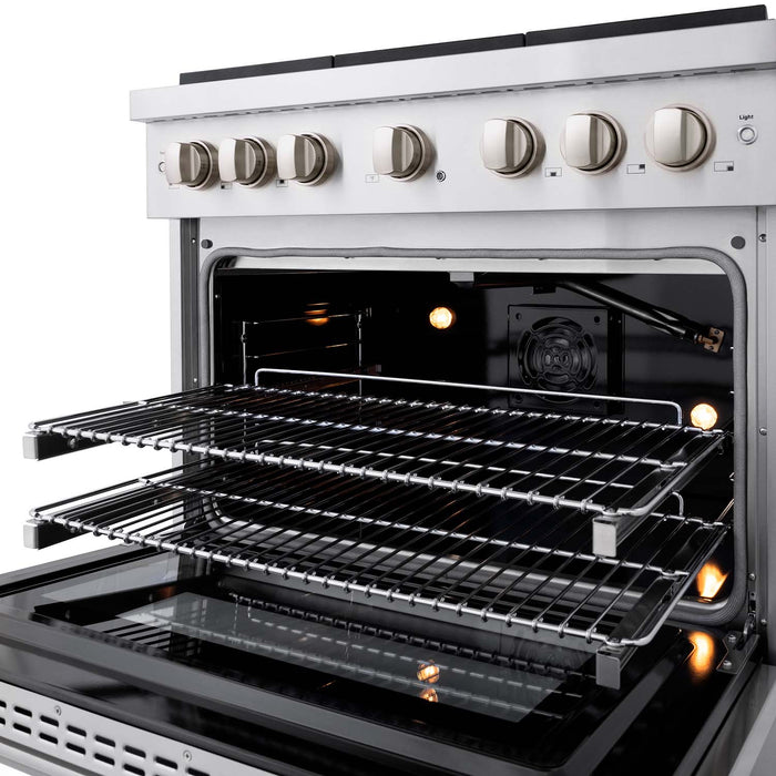 ZLINE 36 in. 5.2 cu. ft. 6 Burner Gas Range with Convection Gas Oven in Stainless Steel, SGR36 - Farmhouse Kitchen and Bath