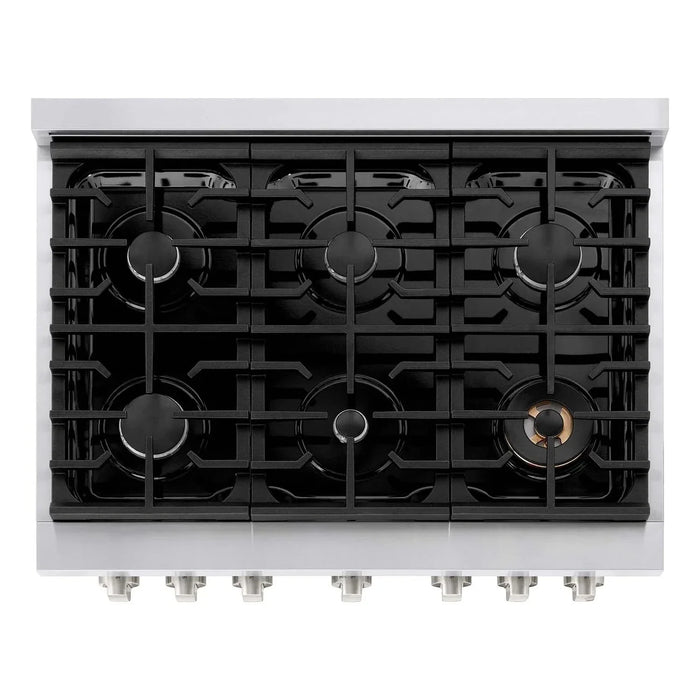 ZLINE 36 in. 5.2 cu. ft. 6 Burner Gas Range with Convection Gas Oven in Stainless Steel, SGR36 - Farmhouse Kitchen and Bath