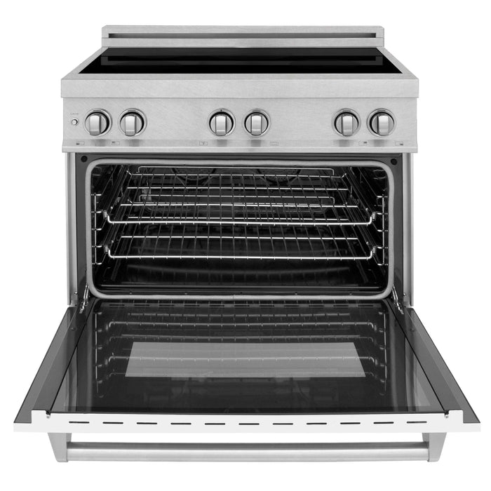 ZLINE 36" Induction Range in DuraSnow with a 4 Element Stove and Electric Oven RAINDS - WM - 36 - Farmhouse Kitchen and Bath