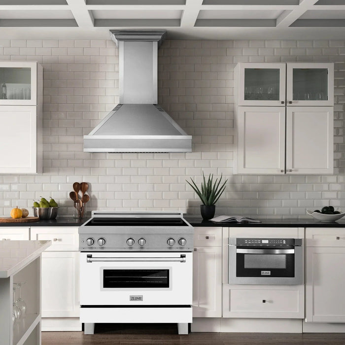 ZLINE 36" Induction Range in DuraSnow with a 4 Element Stove and Electric Oven RAINDS - WM - 36 - Farmhouse Kitchen and Bath