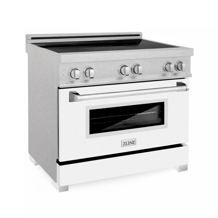 ZLINE 36" Induction Range in DuraSnow with a 4 Element Stove and Electric Oven RAINDS - WM - 36 - Farmhouse Kitchen and Bath