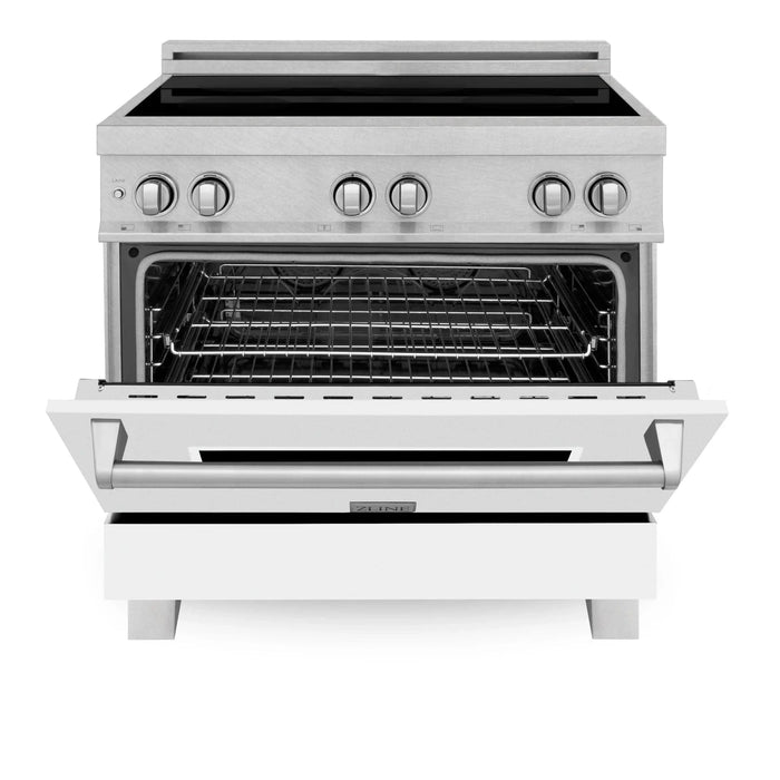 ZLINE 36" Induction Range in DuraSnow with a 4 Element Stove and Electric Oven RAINDS - WM - 36 - Farmhouse Kitchen and Bath