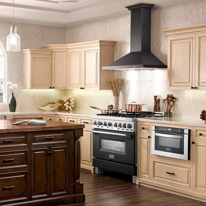 ZLINE 36" Oil - Rubbed Bronze Wall Range Hood, 8KBB - 36 - Farmhouse Kitchen and Bath