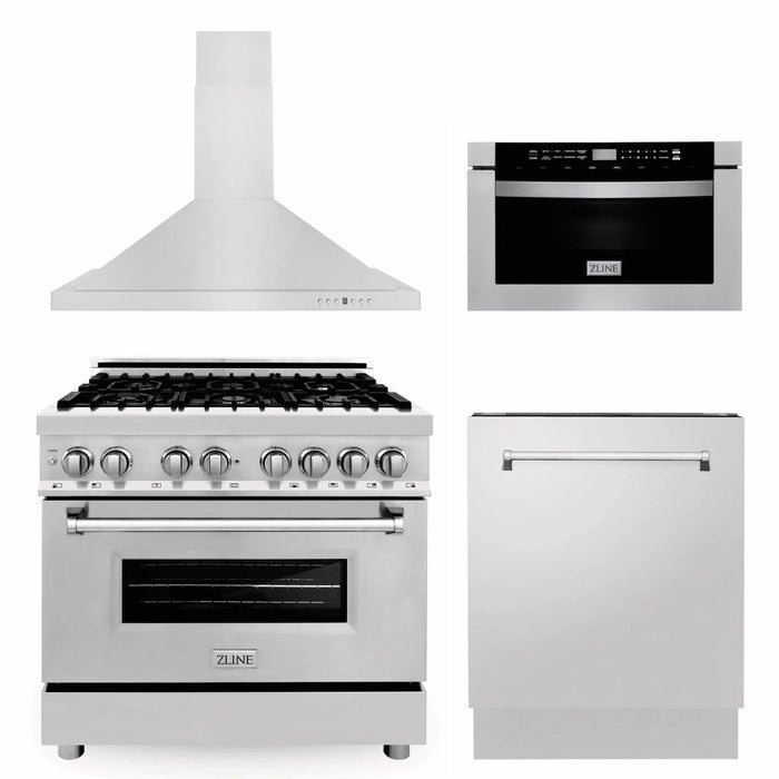 ZLINE 36 " Package Range RA36, Range Hood KB, Microwave MWD - 1 , Dishwasher DWV - 24, 4KP - RARH36 - MWDWV - Farmhouse Kitchen and Bath