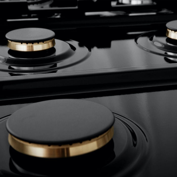 ZLINE 36" Porcelain Rangetop, DuraSnow®, 6 Brass Burners, RTS - BR - 36 - Farmhouse Kitchen and Bath