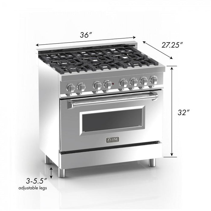 ZLINE 36" Professional Dual Fuel Range, Snow Stainless, Blue Matte Door, RAS - BM - 36 - Farmhouse Kitchen and Bath