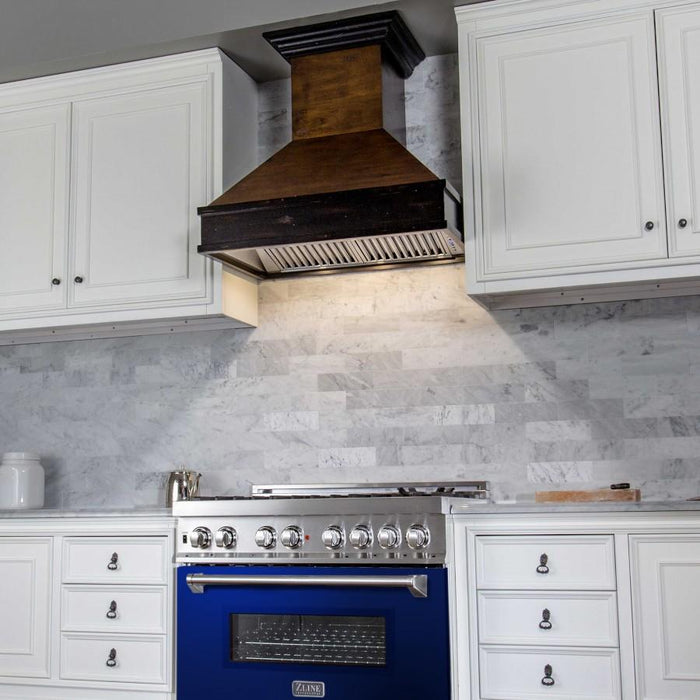 ZLINE 36" Professional Dual Fuel Range with Blue Gloss Door, RA - BG - 36 - Farmhouse Kitchen and Bath
