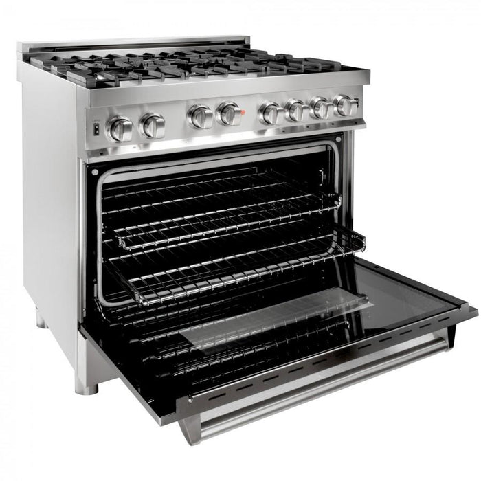 ZLINE 36' Professional Gas on Gas Range in Stainless Steel, RG36 - Farmhouse Kitchen and Bath