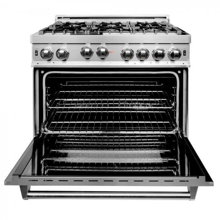 ZLINE 36' Professional Gas on Gas Range in Stainless Steel, RG36 - Farmhouse Kitchen and Bath