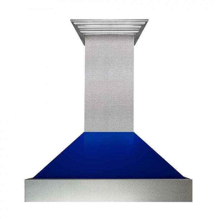 ZLINE 36" Snow Finish Wall Range Hood, Blue Gloss Shell, 8654BG - 36 - Farmhouse Kitchen and Bath