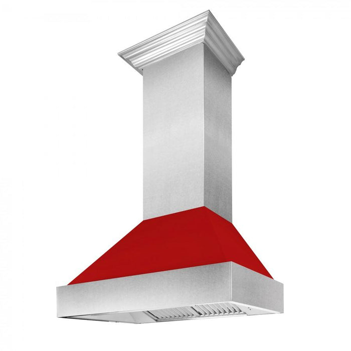 ZLINE 36" Snow Finish Wall Range Hood, Red Matte Shell, 8654RM - 36 - Farmhouse Kitchen and Bath