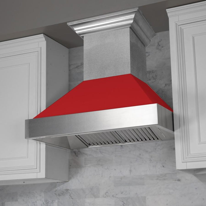 ZLINE 36" Snow Finish Wall Range Hood, Red Matte Shell, 8654RM - 36 - Farmhouse Kitchen and Bath