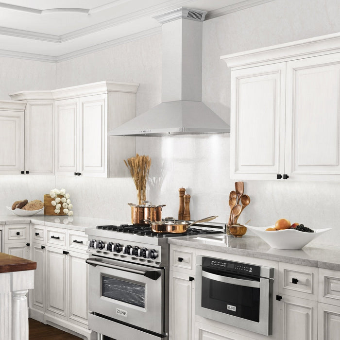 ZLINE 36" Wall Range Hood, Stainless, CrownSound Speakers, KF1CRN - BT - 36 - Farmhouse Kitchen and Bath