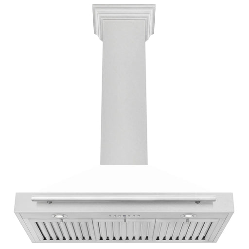 ZLINE 36" White Matte Range Hood, Stainless Steel Handle KB4SNX - WM - 36 - Farmhouse Kitchen and Bath
