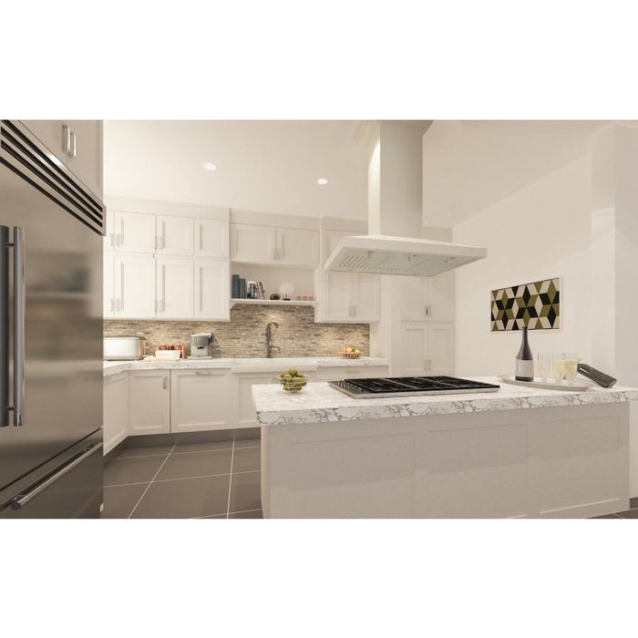 ZLINE 36" Wooden Island Range Hood in Cottage White, KBiTT - 36 - Farmhouse Kitchen and Bath