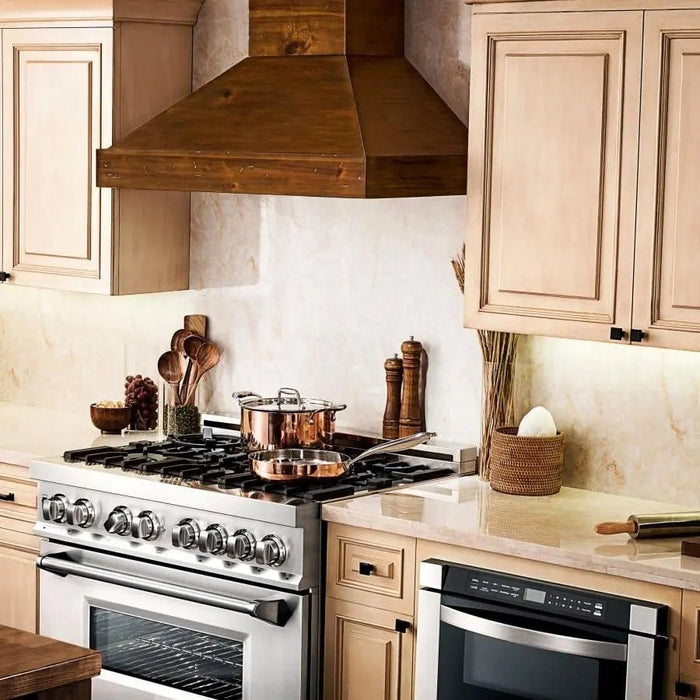 ZLINE 36" Wooden Wall Range Hood in Walnut, KBRR - 36 - Farmhouse Kitchen and Bath