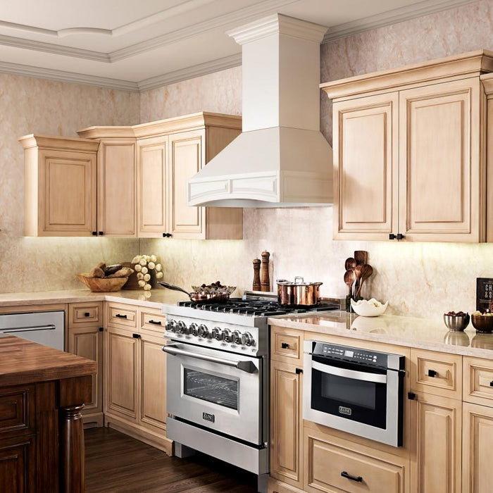 ZLINE 36" Wooden Wall Range Hood with Crown Molding, 321TT - 36 - Farmhouse Kitchen and Bath