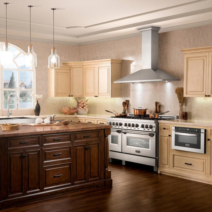 ZLINE 42" Stainless Steel Wall Range Hood, Crown Molding, KL2CRN - 42 - Farmhouse Kitchen and Bath