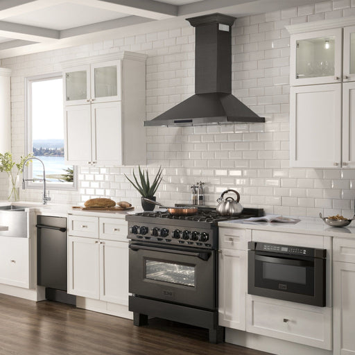 ZLINE 42" Wall Range Hood, Black Stainless, Crown Molding, BSKBNCRN - 42 - Farmhouse Kitchen and Bath
