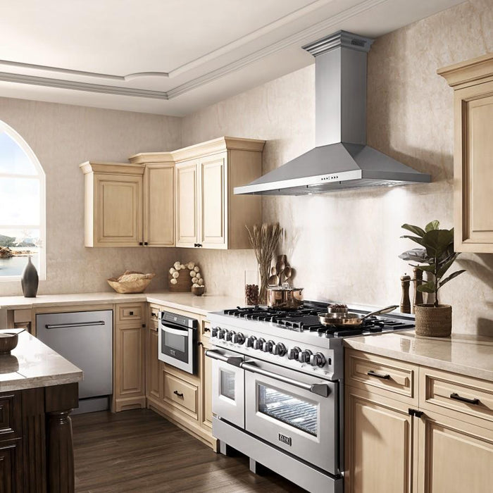 ZLINE 42" Wall Range Hood, Built - in CrownSound® Bluetooth Speakers, KBCRN - BT - 42 - Farmhouse Kitchen and Bath