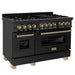 ZLINE 48" Autograph Dual Fuel Range, Black Stainless, Gold, RABZ - 48 - G - Farmhouse Kitchen and Bath