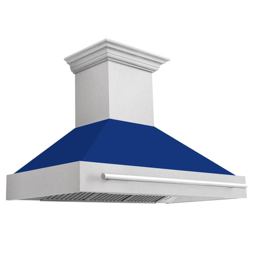 ZLINE 48" Autograph DuraSnow Stainless Blue Wall Range Hood 8654SNX - BG - 48 - Farmhouse Kitchen and Bath