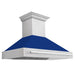 ZLINE 48" Autograph DuraSnow Stainless Blue Wall Range Hood 8654SNX - BG - 48 - Farmhouse Kitchen and Bath