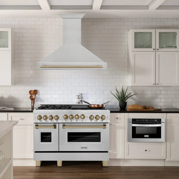 ZLINE 48" Autograph DuraSnow Stainless Steel Hood 8654SNZ - 48 - G - Farmhouse Kitchen and Bath