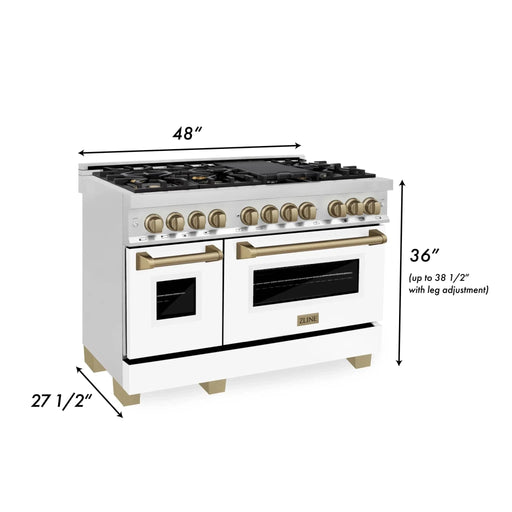 ZLINE 48" Autograph Edition, Dual Fuel Range, RAZ - WM - 48 - CB - Farmhouse Kitchen and Bath