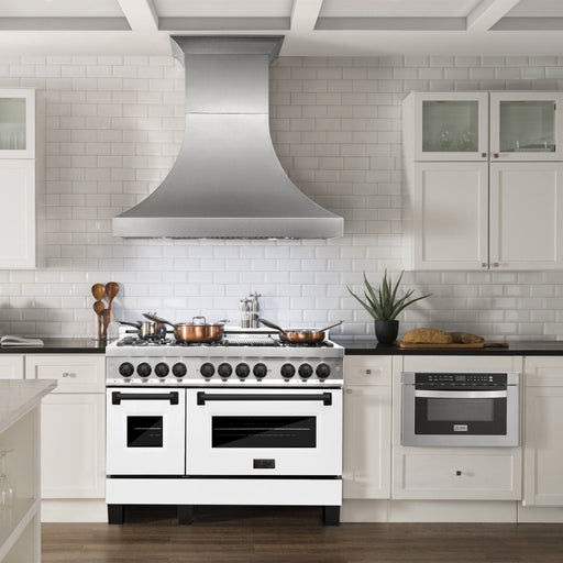 ZLINE 48" Autograph Edition, Dual Fuel Range, White Door, RAZ - WM - 48 - MB - Farmhouse Kitchen and Bath