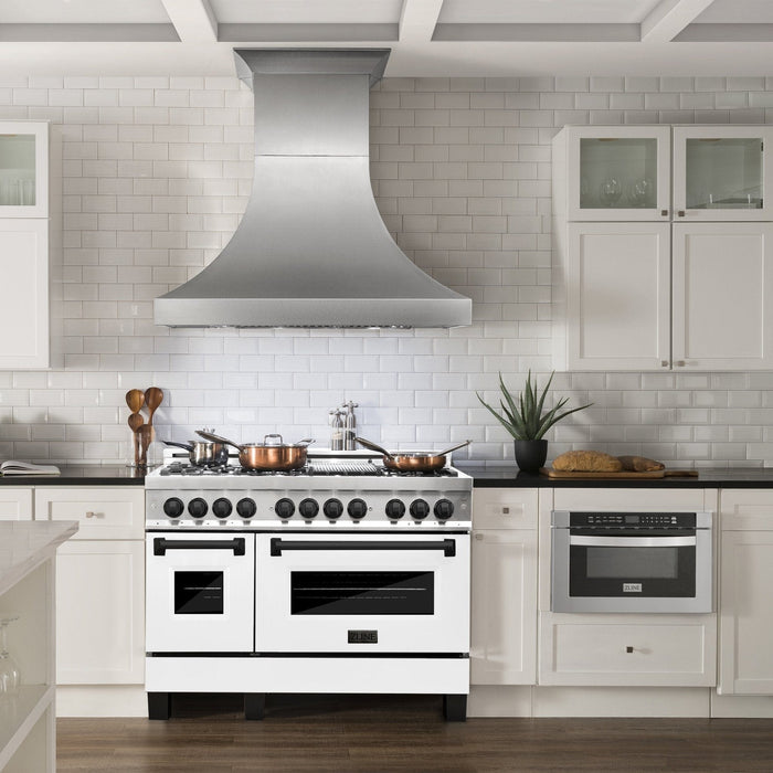 ZLINE 48" Autograph Edition, Dual Fuel Range, White Door, RAZ - WM - 48 - MB - Farmhouse Kitchen and Bath