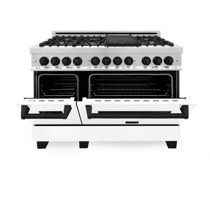 ZLINE 48" Autograph Edition, Dual Fuel Range, White Door, RAZ - WM - 48 - MB - Farmhouse Kitchen and Bath